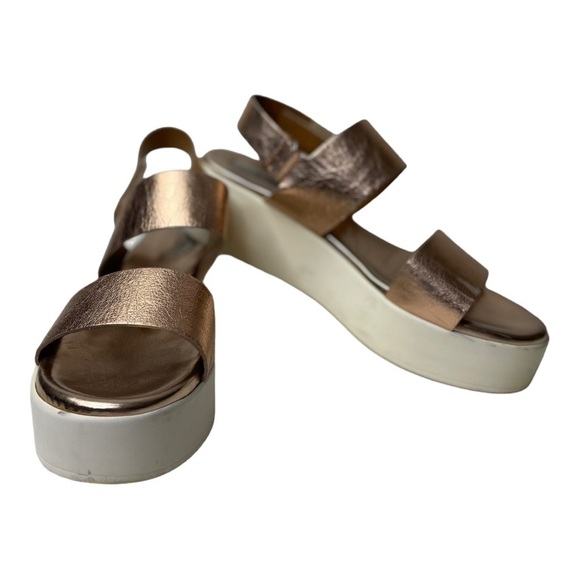 Steve Madden Rachel Women’s Metallic Leather Platform Sandals - Picture 2 of 10